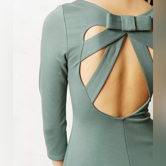 ANTHROPOLOGIE Crystal Structure Square Neck Sheath Dress Sage Green Baily 44 - Picture 6 of 10